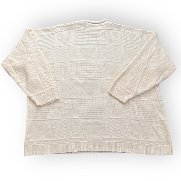 Vintage Workable Separates Crew Neck Acrylic Knitted Patched Heart Sweater - Picture 2 of 7